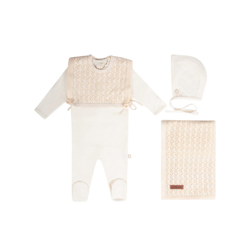 Pointelle Rib Onesie and Bonnet