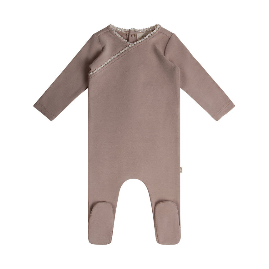 Lace Trim Footie - Sand