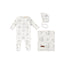 Tonal Floral Layette Set - Blue/White