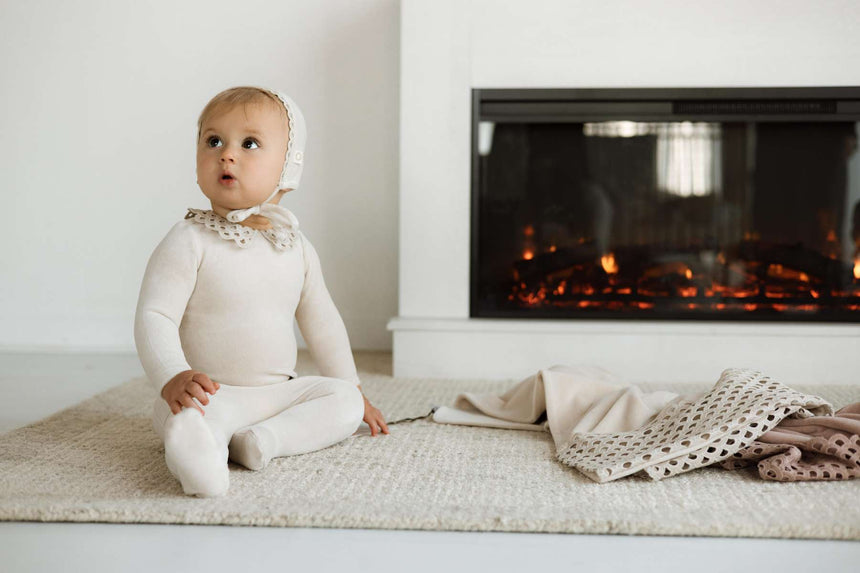 Scalloped Collar Footie - Oat