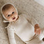 Embroidered Bows Placement Footie - Natural Dots