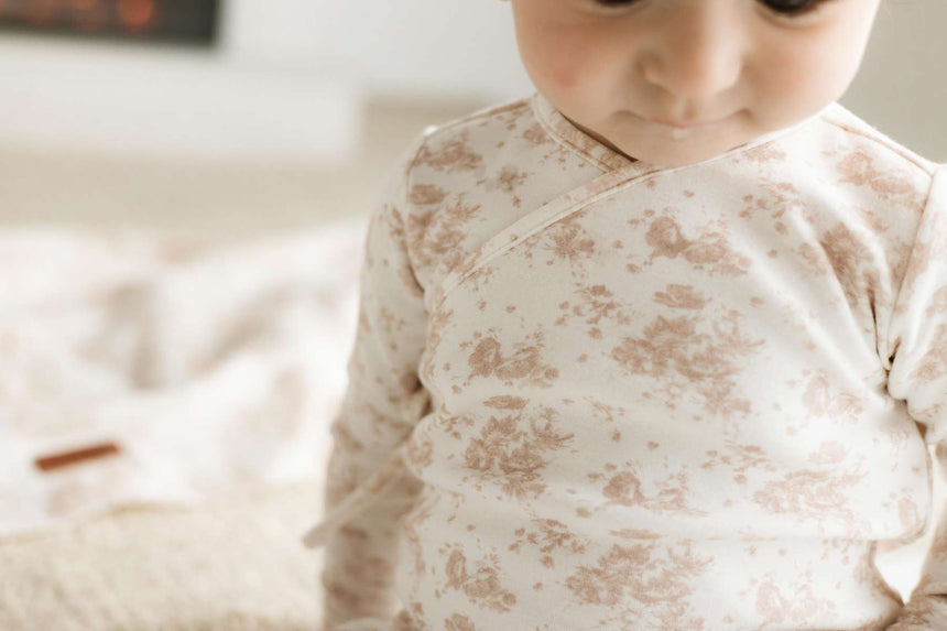 Tonal Floral Footie - Pink/White