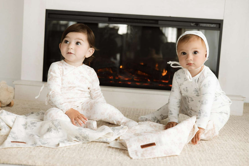 Tonal Floral Layette Set - Pink/White