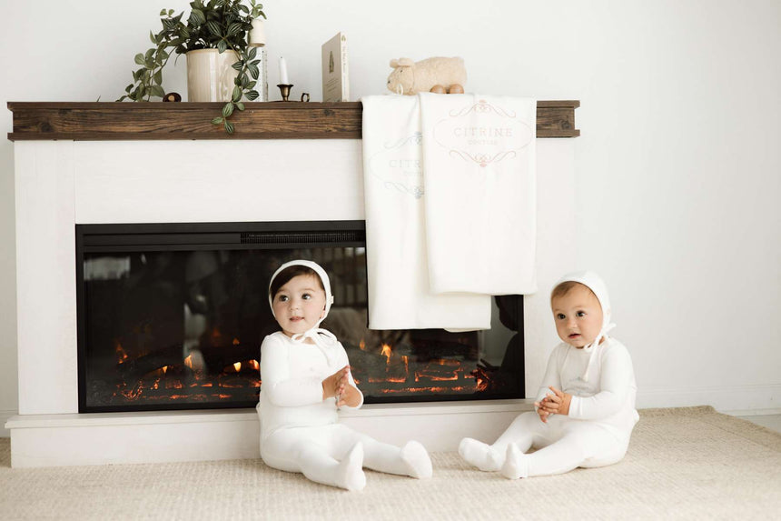 Citrine Frame Layette Set - White/Cloud Blue