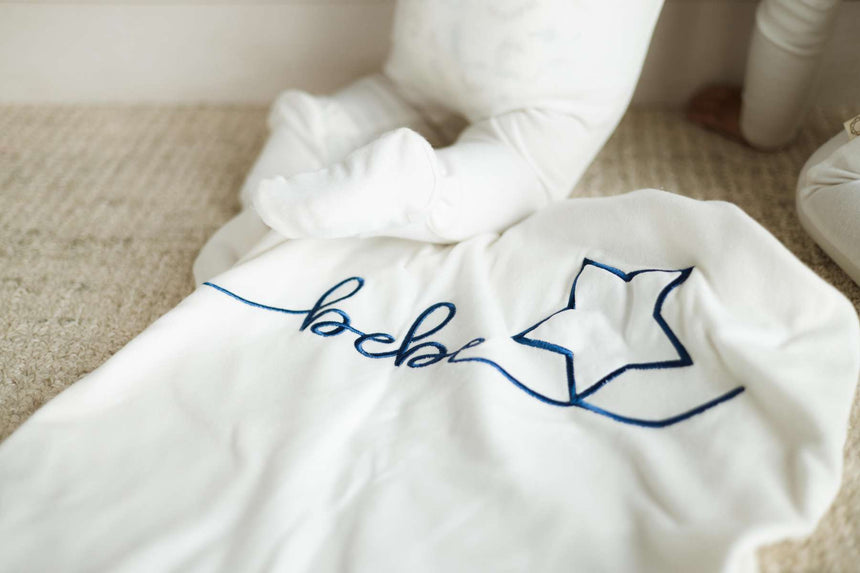 Heart Typography Layette Set - White/Blue