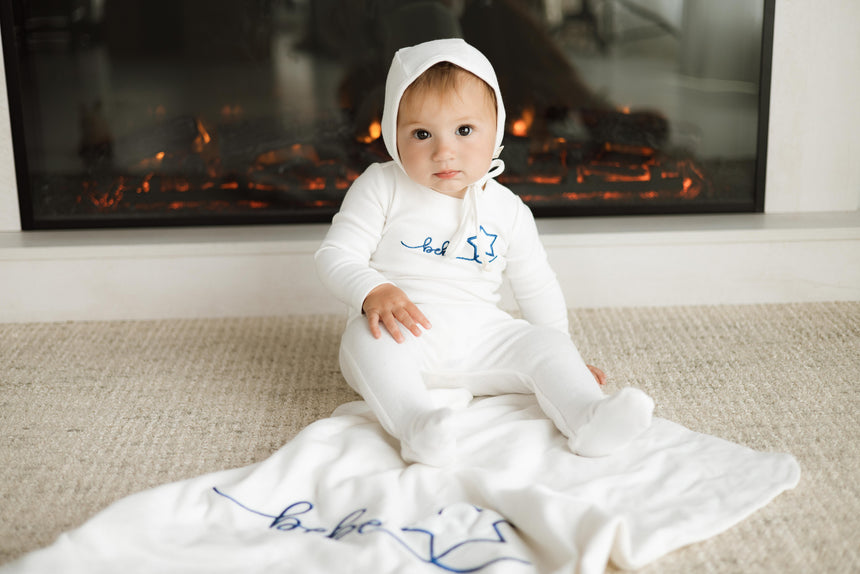 Heart Typography Footie - White/Blue
