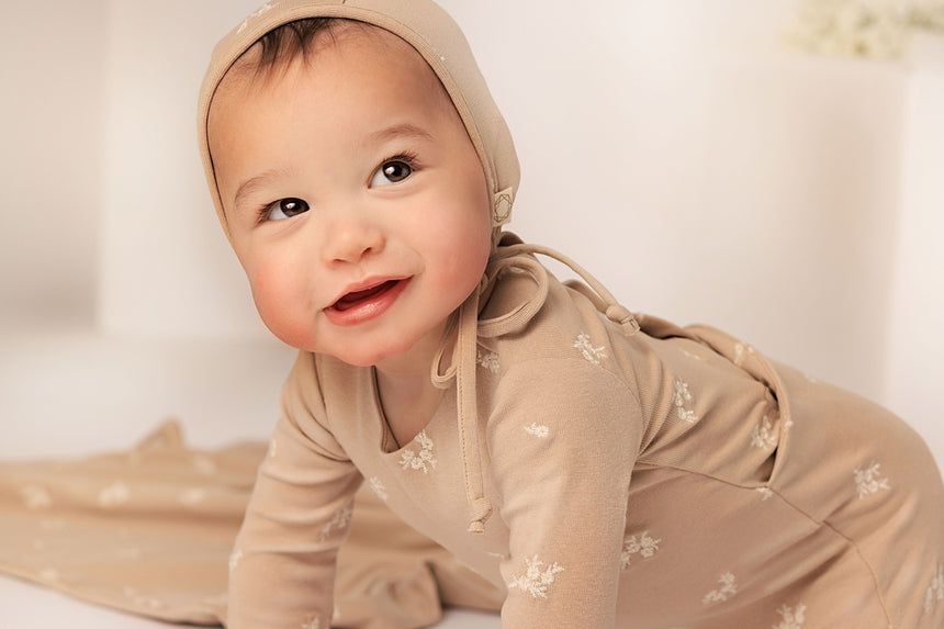 Embroidered Eyelet Bonnet Sand