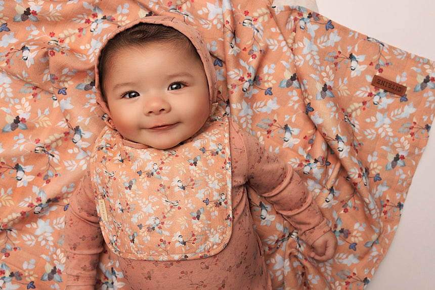 Leaf Print Bib Dusted Peach