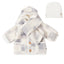 Abstract Square Sherpa Jacket and Beanie - Steel Blue Blocks