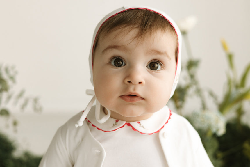 Ric Rac Footie and Cardigan - White/Hot Pink