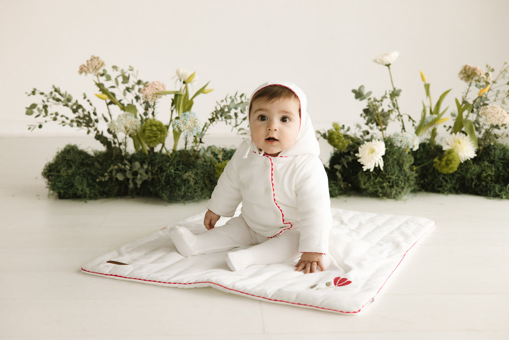 Ric Rac Jacket & Beanie - White/Hot Pink – Citrine Layette Couture