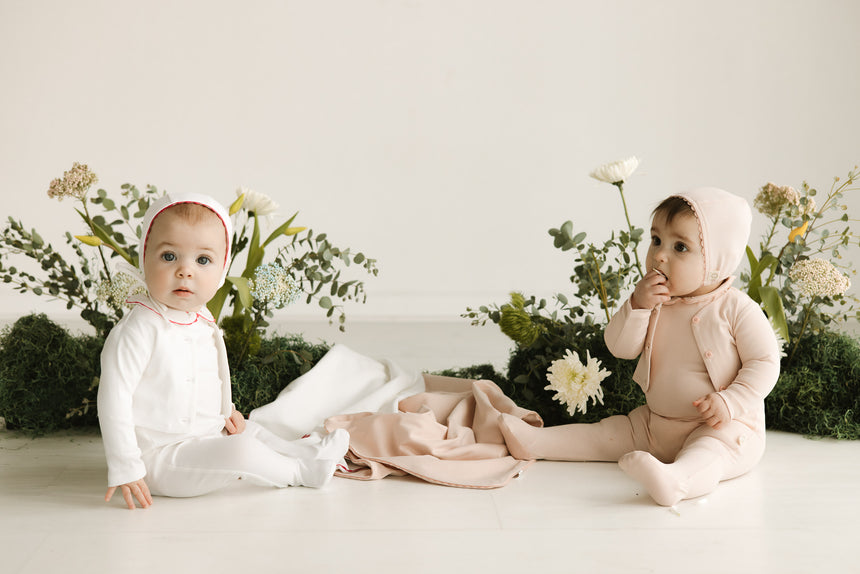 Ric Rac Footie, Bonnet, Cardigan Set - Pink Tonal