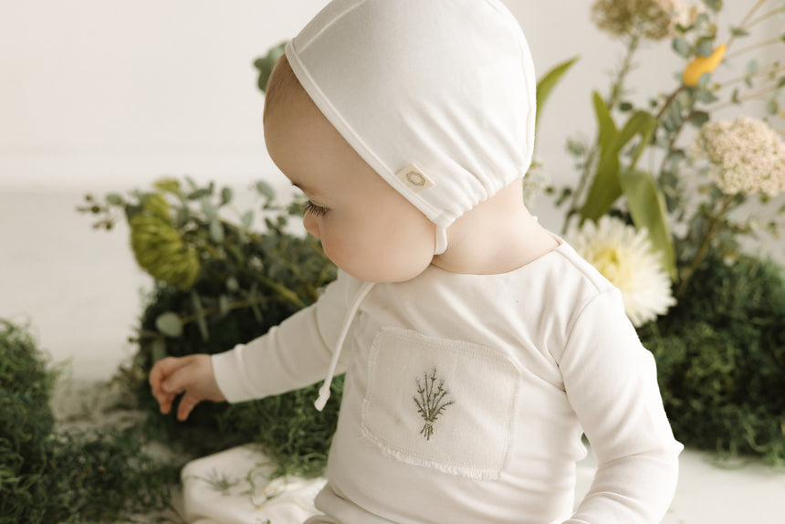 Floral Patch Layette Set - White/Blue