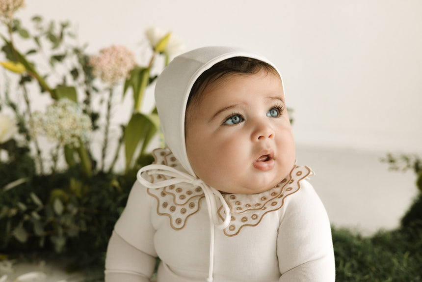 Lace Eyelet Layette Set - White Oat