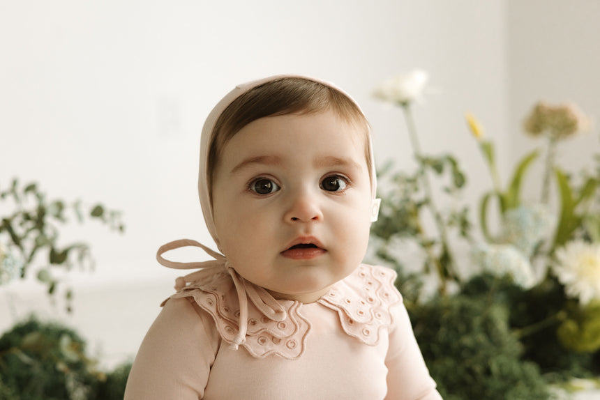 Lace Eyelet Layette Set - Pink Tonal