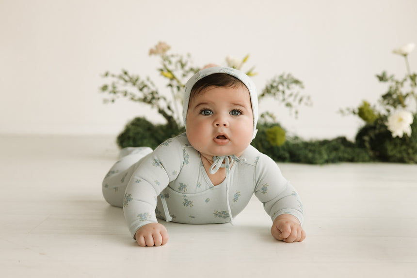 Blueberry Bunches Footie - Medium Blue/Blue