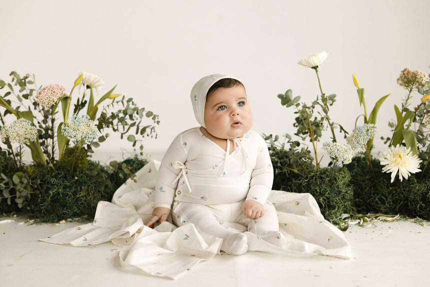 Sailboat Layette Set - White/Blue Colored