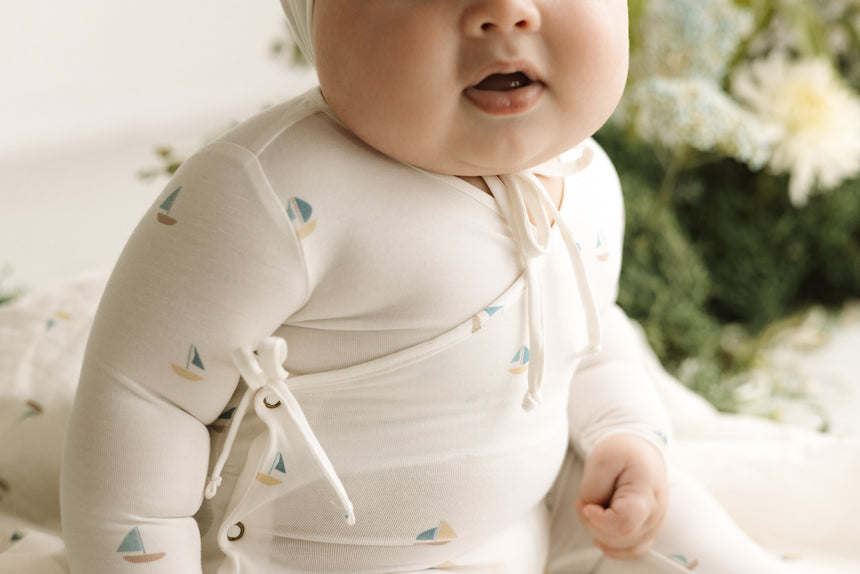 Sailboat Footie - White/Blue Colored