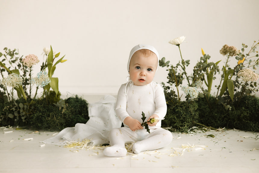 Stem Flower Layette Set - Lavender White