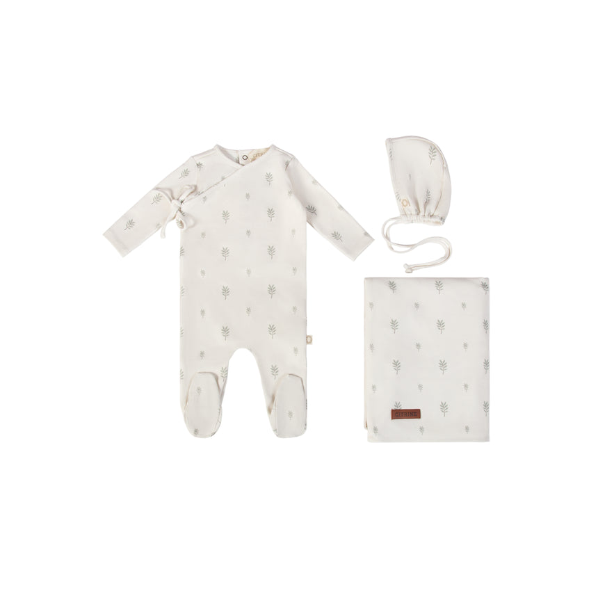 Crocus Flower Layette Set - Moss