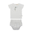 Dandelion Embroidery Top and Bottom White Blue