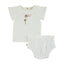 Dandelion Embroidery Top and Bottom White Pink