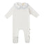 Double Embroidery Footie - Warm White/Blue