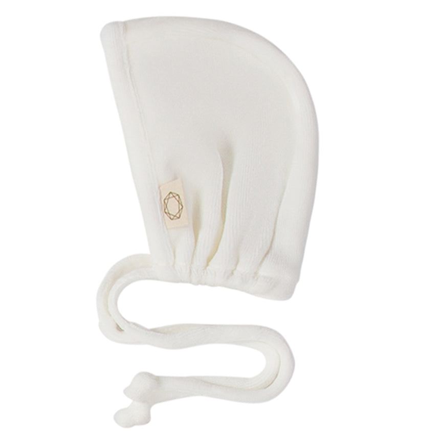 Double Embroidery Bonnet - Warm White/Blue