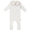 Double Embroidery Footie - Warm White/Lavender