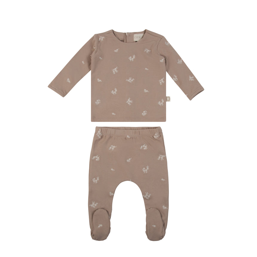 Embroidered Eyelet TWO PC SAND