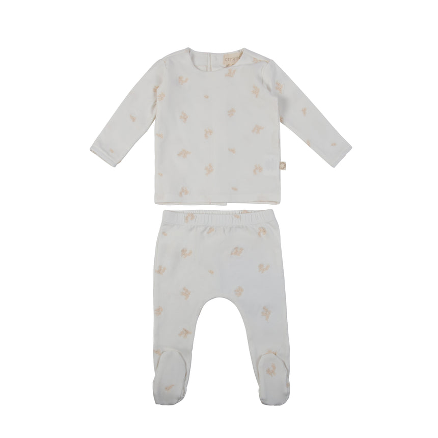 Embroidered Eyelet TWO PC White