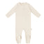 Embroidered Bows Placement Footie - Natural Dots