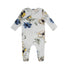 Floral Hand Paint Footie White/Blue