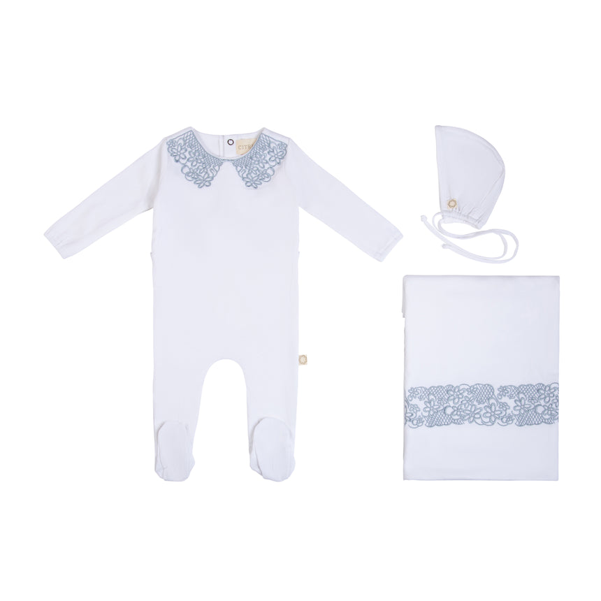 Lace Collar Set - White/Blue