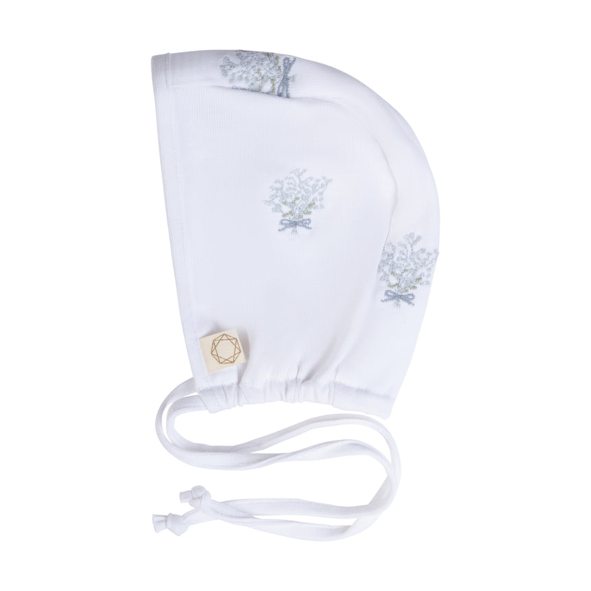 Baby's Breath Bonnet - White/Light Blue