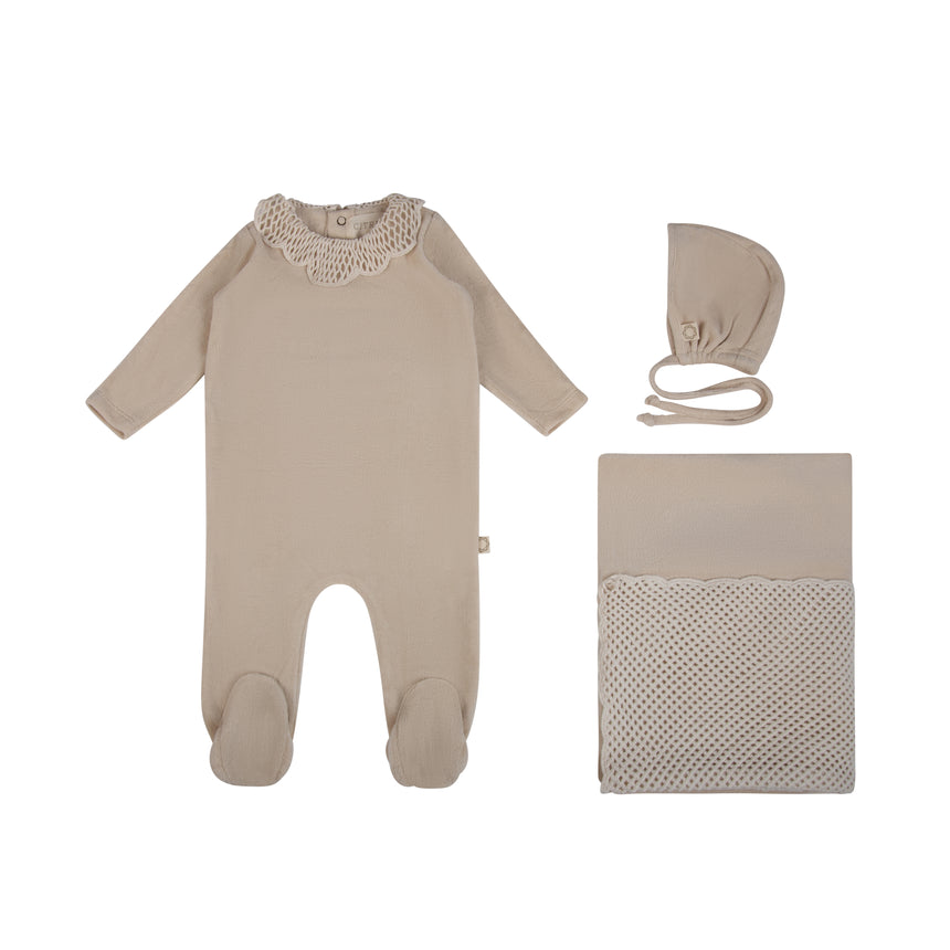 Mini Daisy Velour Set - Oat