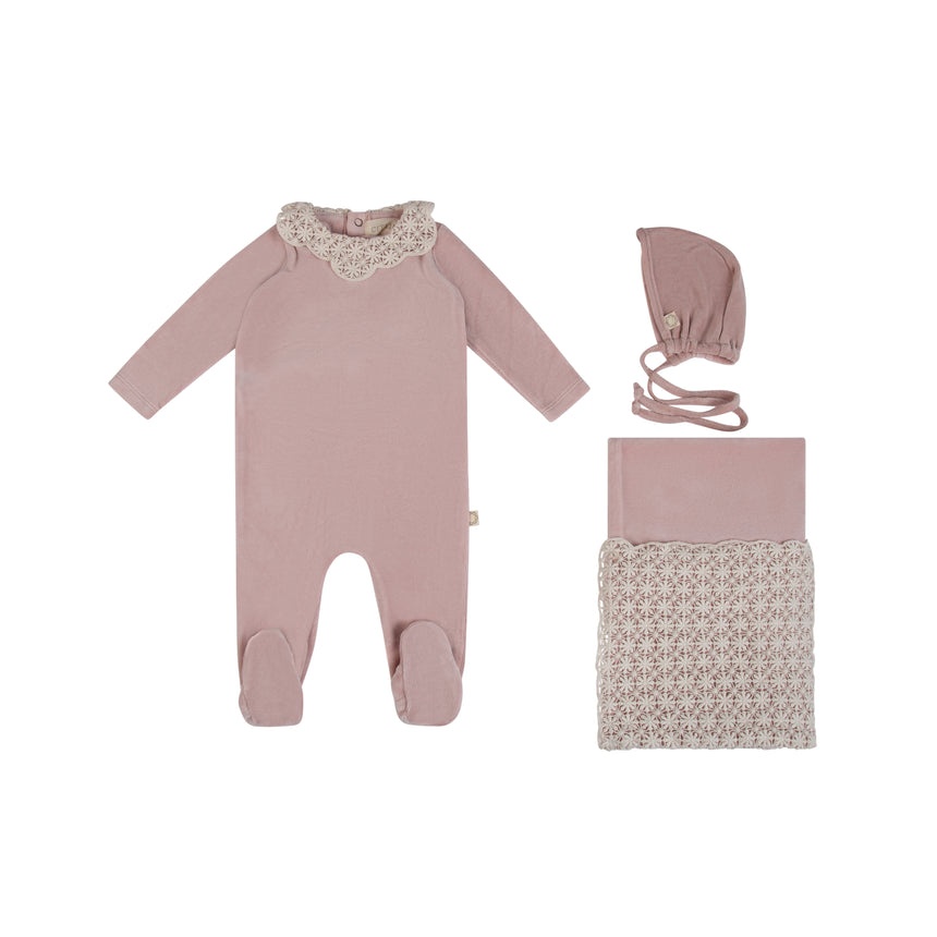 Mini Daisy Velour Set - Misty Rose