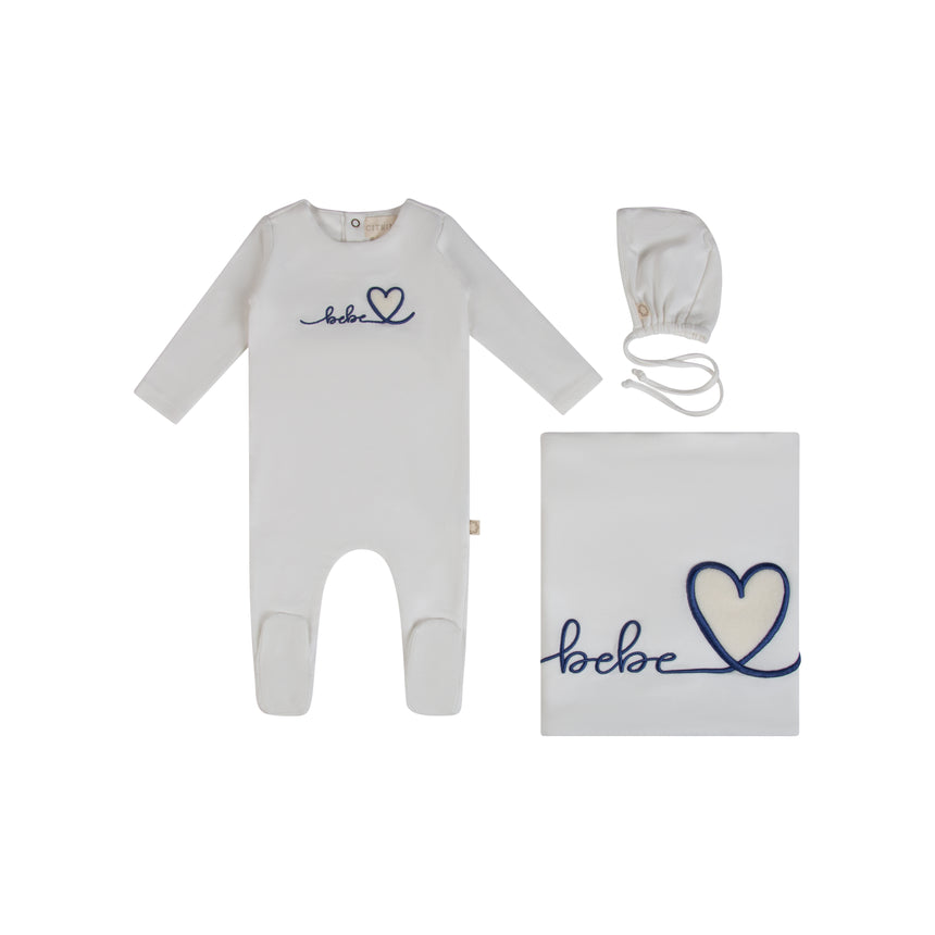 Heart Typography Set - White/Blue