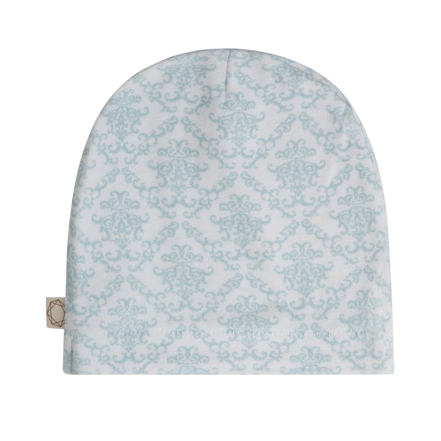 Vintage Ornament Beanie- Pastel Blue