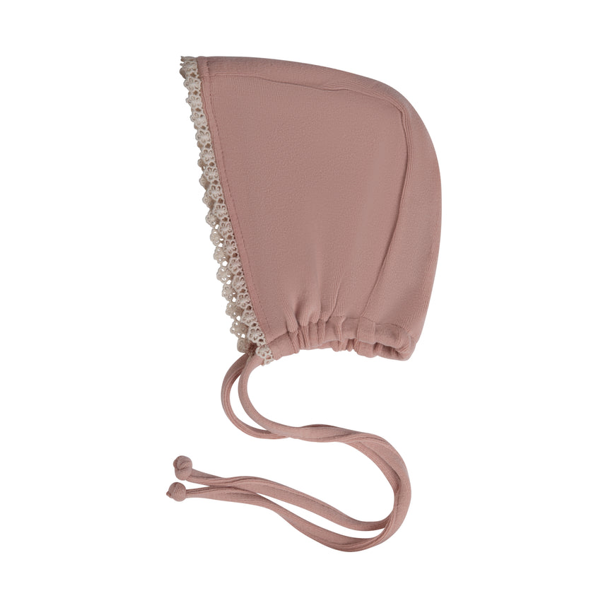 Lace Trim Bonnet - Antique Rose