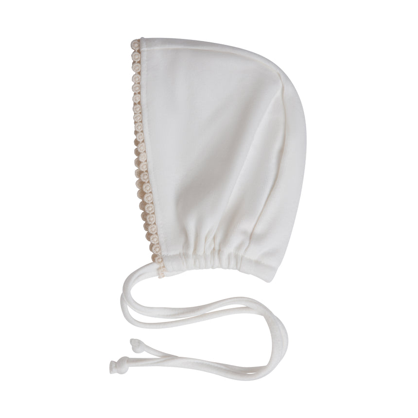 Lace Trim Bonnet - White