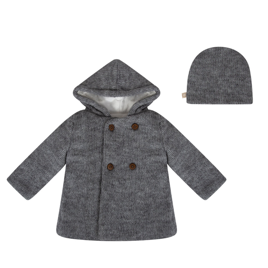 Mélange Yarn Jacket and Beanie Grey