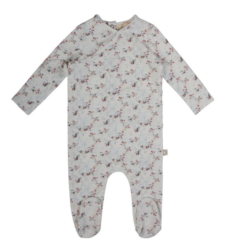 Leaf Print Footie White