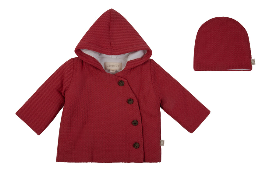 Openwork Jacket and Beanie Red