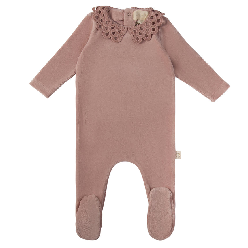 Scalloped Collar Footie - Rose Clay Tonal