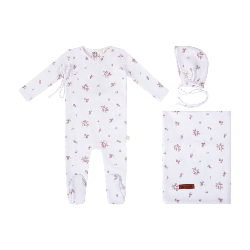 Blueberry Bunches Layette Set - Lavender White