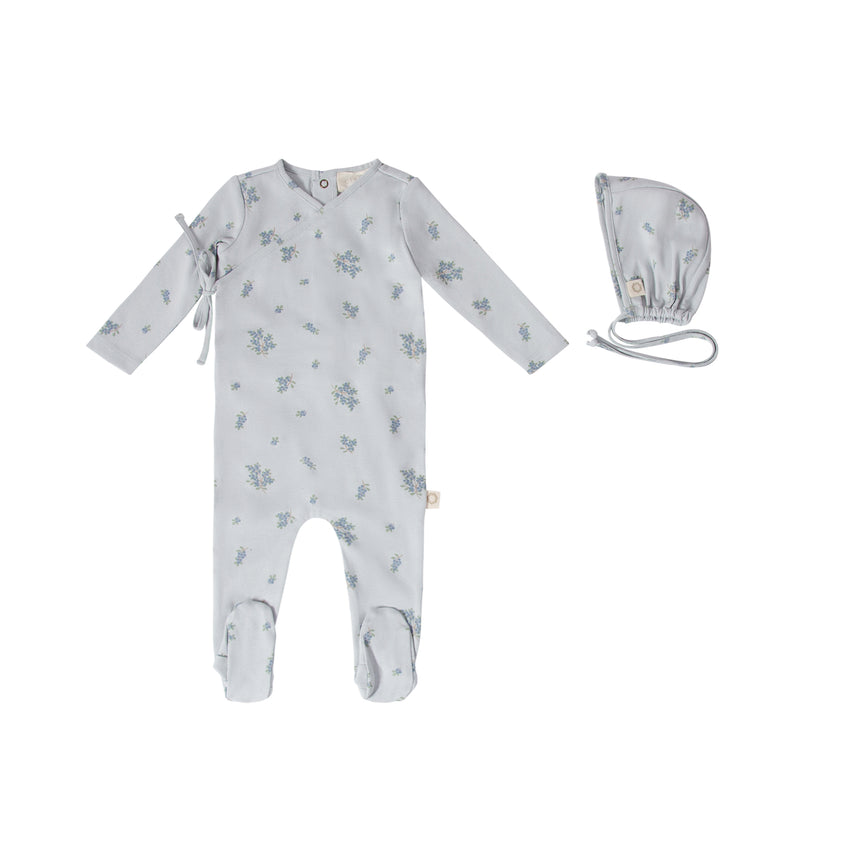 Blueberry Bunches Footie Set - Medium Blue/Blue