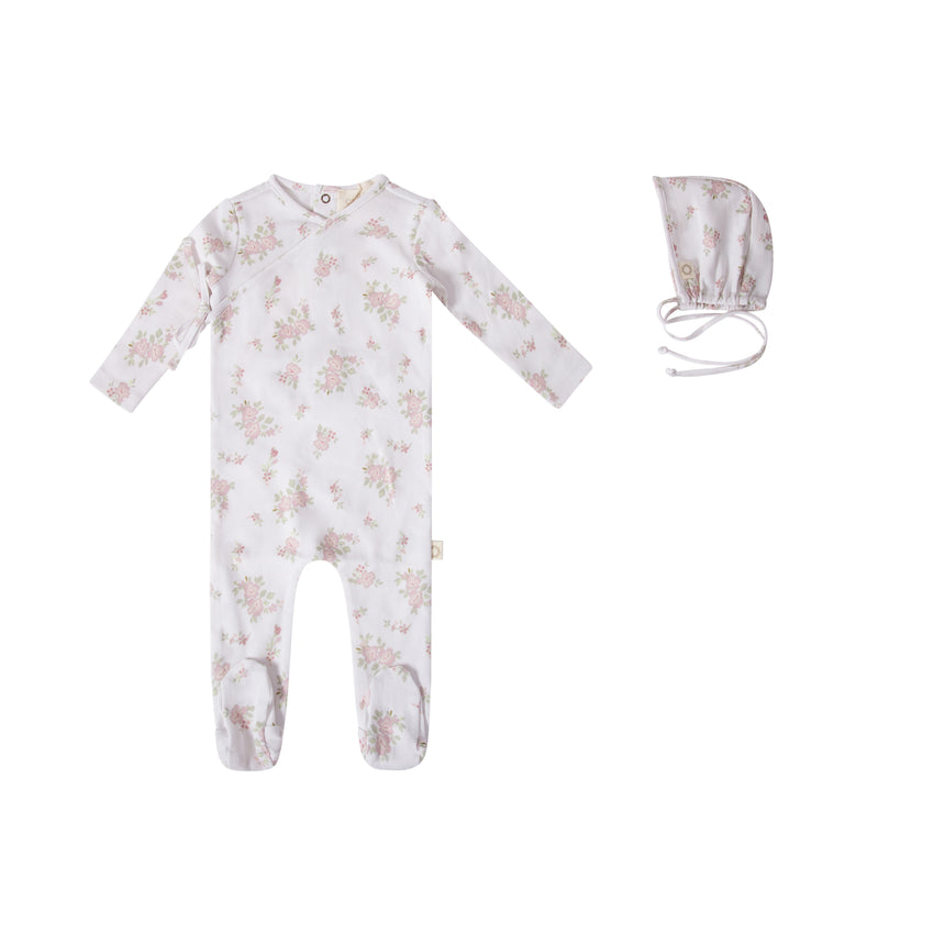 Dainty Bunches Footie Set - Lavender on White