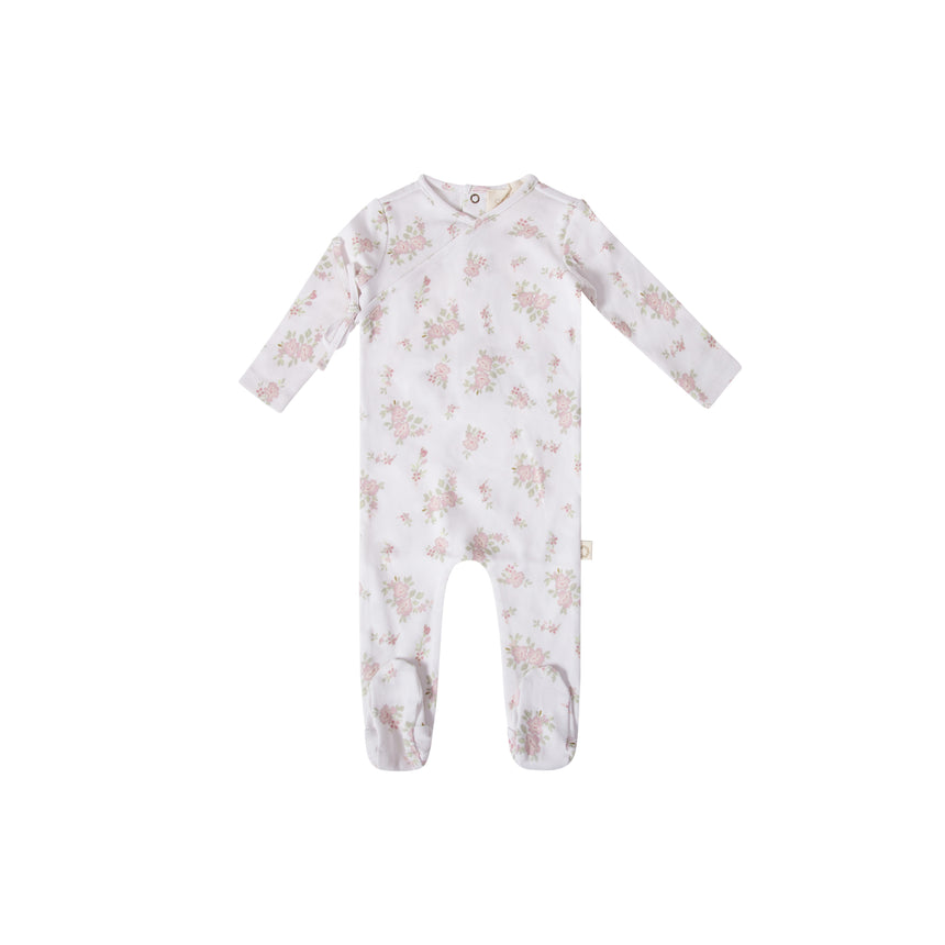 Dainty Bunches Footie - Lavender on White