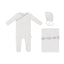 Floral Edge Wrap Layette Set - White Blue
